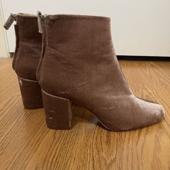 NWOB ZARA pink velvet square toe ankle heeled boots size 36 US 6 - Picture 3 of 7